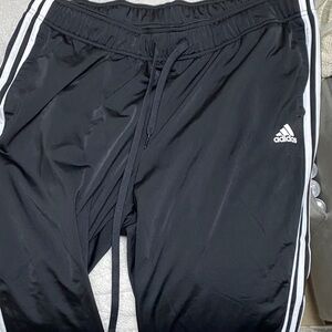 Adidas Women's Black Joggers with White Stripes